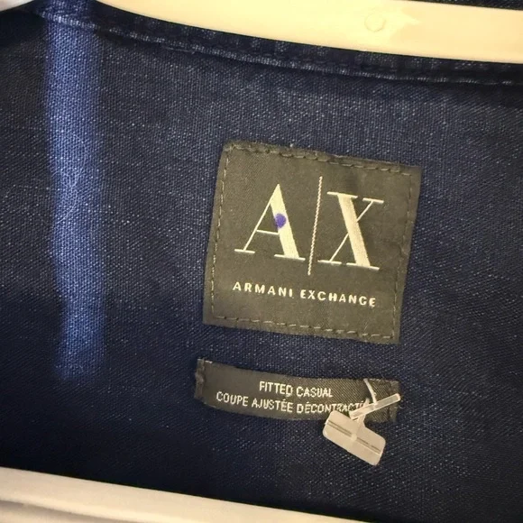 Armani Exchange Vintage Dark Blue Denim Western Y2K‎ Button Down Shirt- size S - Picture 4 of 9